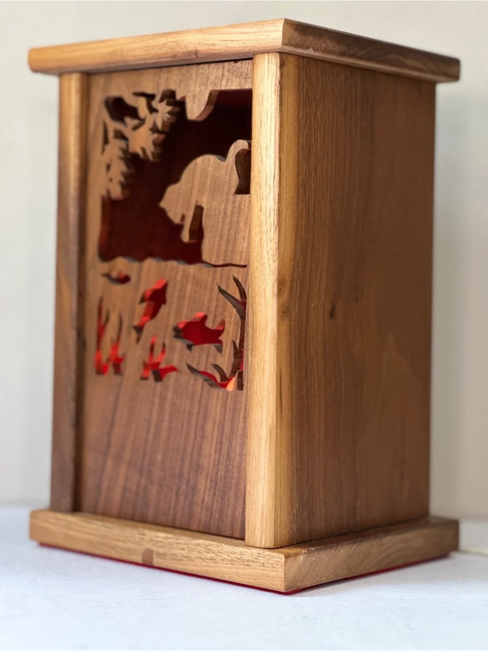 Vintage Handmade Wooden Silhouette Light Box Night Lamp Interchangeable Slats